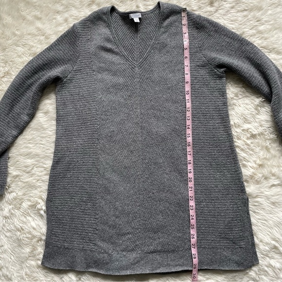 J. Jill Sweater Tunic V-neck Side Split Long Sleeve Textured Gray M - Picture 9 of 11
